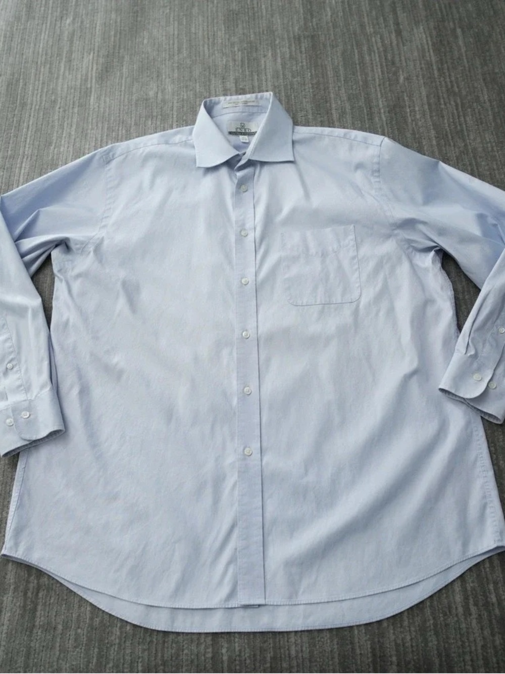 Enro Shirt Men Button Up Ultra Pin Point Light Blue Long Sleeve 17.5 34-35